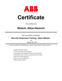 MOTSCH e_co ABB Certificate Security Awareness Training