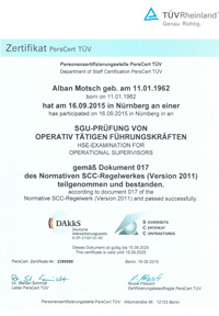 MOTSCH e_co TÜV Zertifikat